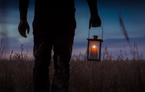 Nature, Clouds, Fire, Landscape, Man, Lamp, Meadow, Gras