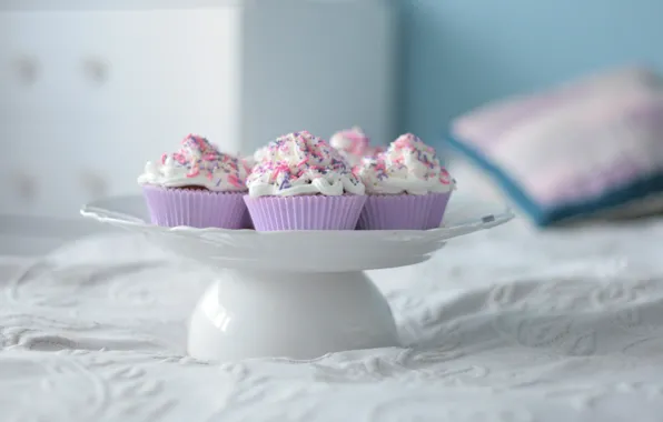 Picture bed, bed, cake, cream, powder
