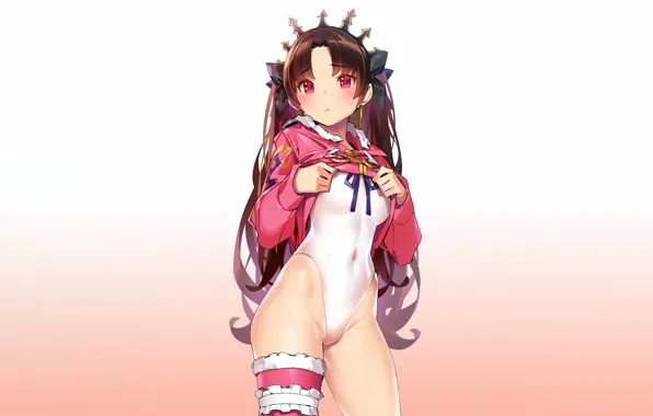 Girl, sexy, cleavage, blouse, long hair, brown hair, boobs, anime