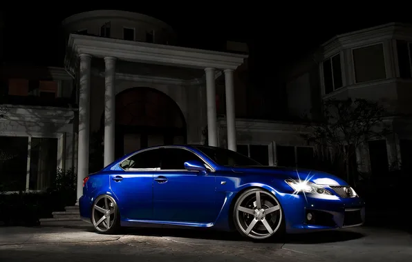 Picture night, blue, house, shadow, Lexus, blue, Lexus, the front part