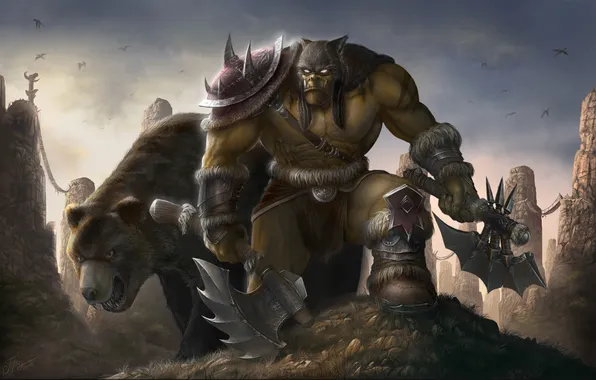 Picture bear, warrior, Ogre, Orc, WarCraft III frozen throne