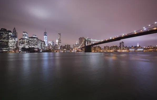 Light, sea, bridge, water, buildings