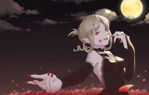 Girl, anime, vampire, nails