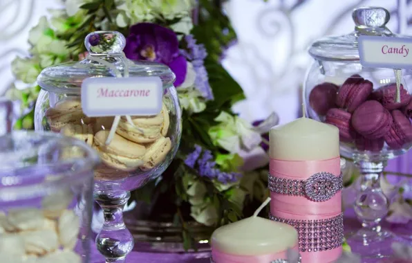 Flowers, wedding, decor, macaron
