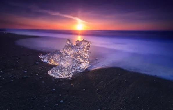 Landscape, Water, Sunset, Magic, Ice, Sea, Cold