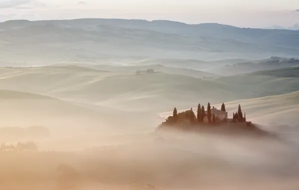 Italy, Tuscany, Fog vs. Mist, Belvedere Villa