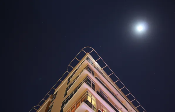 Night, the city, the building, Dubai, moon, canon, night, dubai