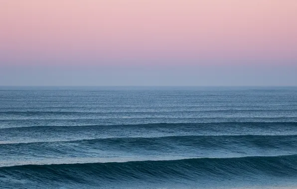 Sea, wave, the sky, sunset, horizon, infinity, pink sky