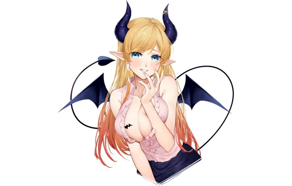 Girl, hot, sexy, horns, devil, boobs, anime, wings