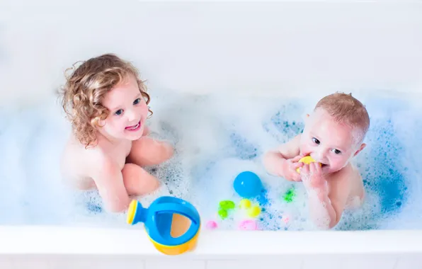Toys, child, boy, small, girl, bath, Bathroom, child