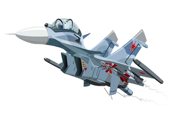 Picture the plane, fighter, art, wallpaper, BBC, Su-30, Sukhoi, Russia.