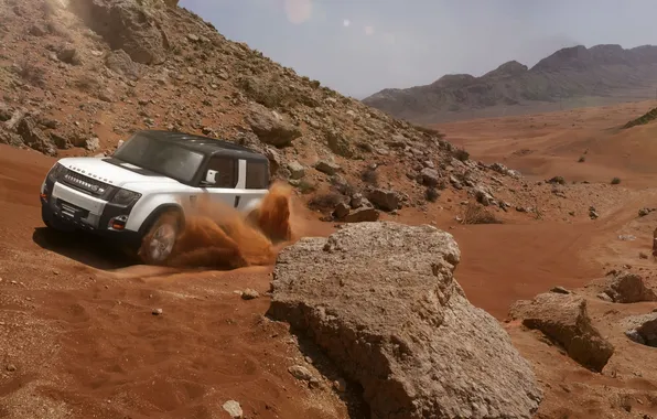 Picture sand, Concept, the sky, stones, desert, the concept, Land Rover, the front