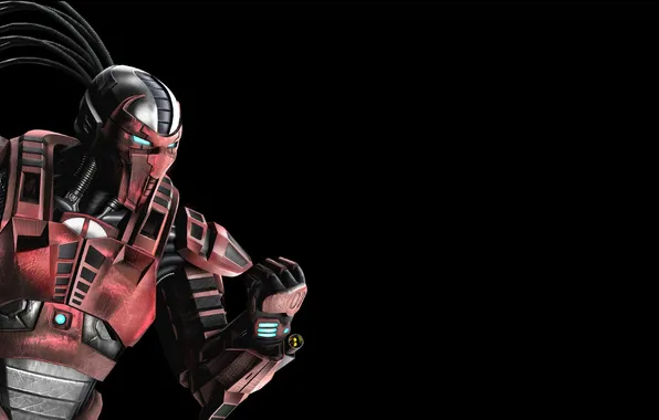 Picture black background, cyborg, fist, Mortal Kombat, Sector