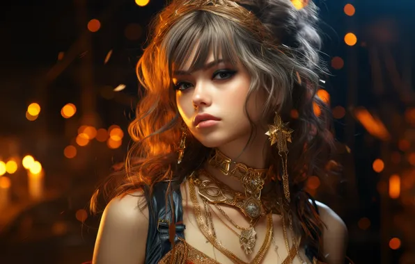 Look, girl, decoration, necklace