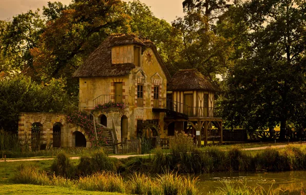 Trees, house, style, architecture, mansion