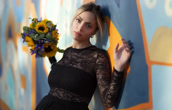 Picture girl, flowers, Gaia