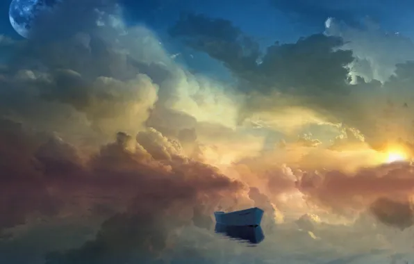 Picture the sky, fiction, boat, planet