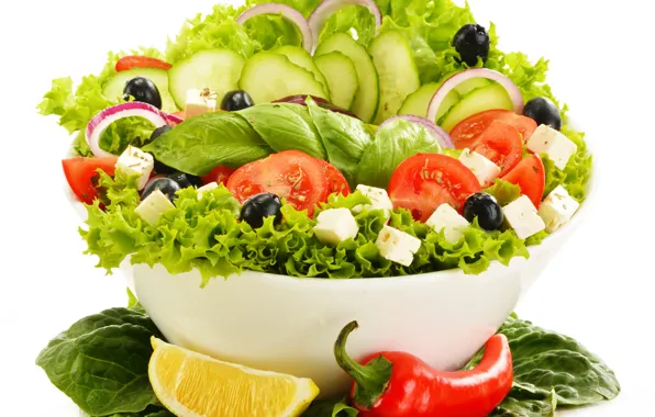 Greens, vegetables, vegetable salad