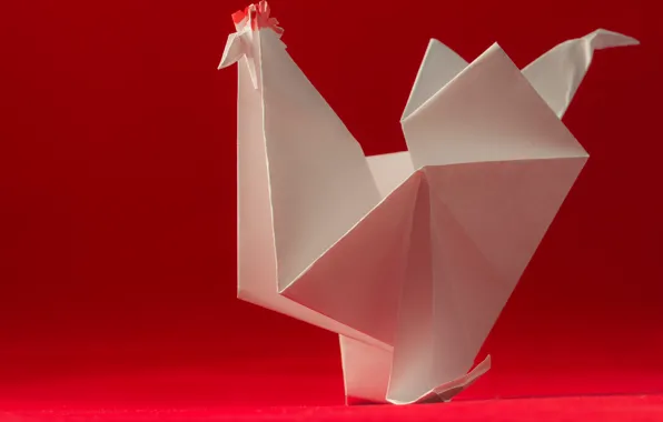 Picture paper, bird, origami, cock