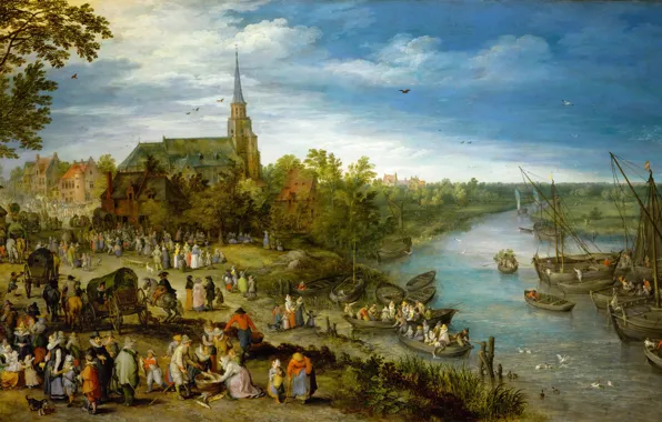 Landscape, picture, Jan Brueghel the elder, The Village Fair