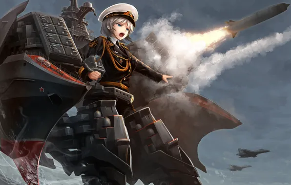 Wallpaper weapons, Azur Lane, girl, rocket