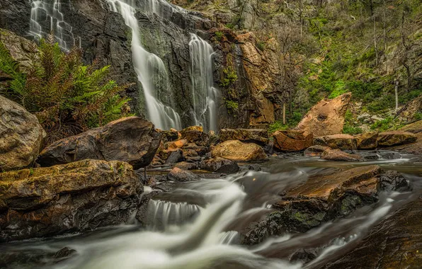 Rocks, stream, Victoria, Australia, the Mackenzie falls