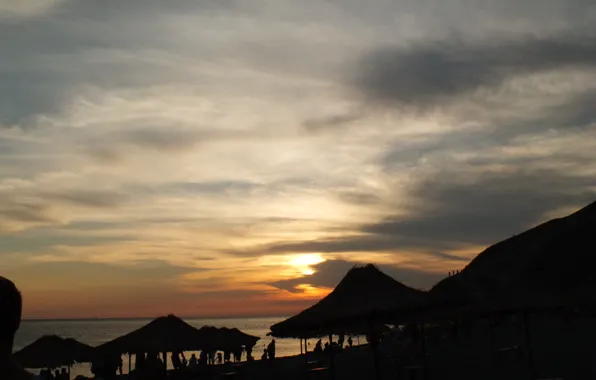 Sea, clouds, sunset, Mountains, Sukko