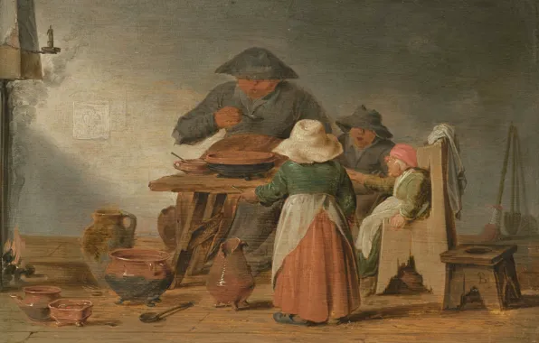 Picture oil, picture, 1650, Jan Jansz. Buesem, Jan Jans Basem, Peasant food