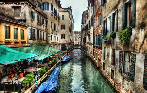 Street, building, home, Italy, Venice, channel, cafe, the bridge