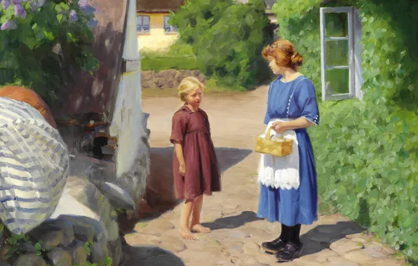 Picture Danish painter, 1922, Danish painter, Hans Andersen Brendekilde, Hans Andersen Brendekilde, oil on canvas, Summer …