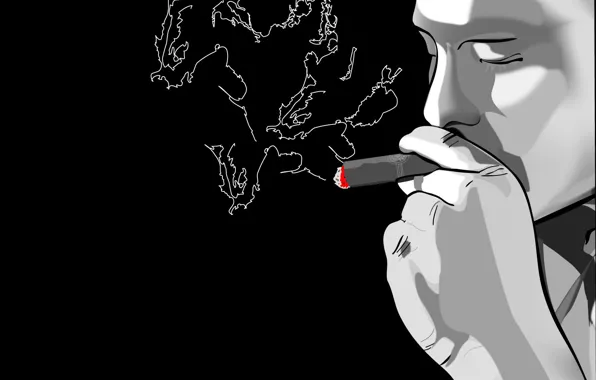 Picture smoke, black and white, Vector, cigar