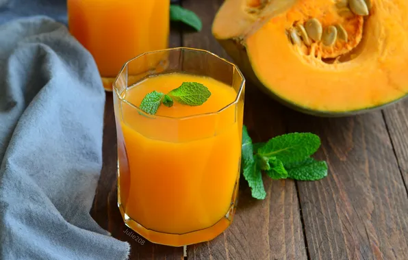 Juice, pumpkin, drink, mint