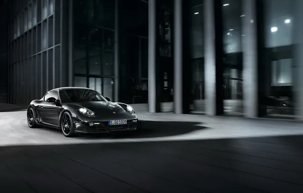 Picture black, Porsche, in motion, Black Edition, Porsche Cayman, Caiman