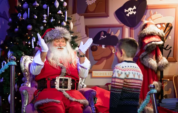 Boy, Glasses, Smile, Christmas, Child, New year, Santa, Beard