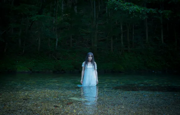 Picture forest, look, water, girl