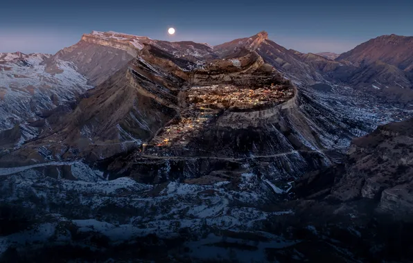 Picture moonlit night, Dagestan, Gunib, Nadezhda Demkina