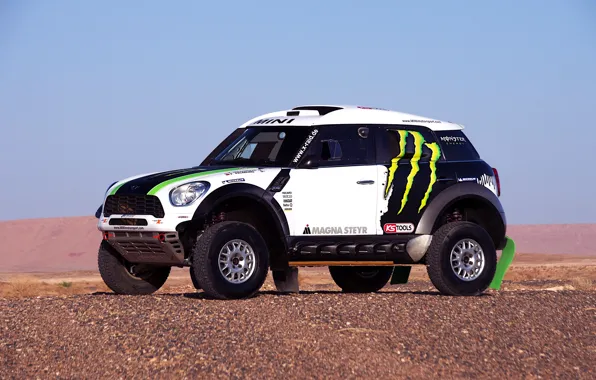 Picture white, Mini, Mini Cooper, Dakar, SUV, Rally, Mini, Side view