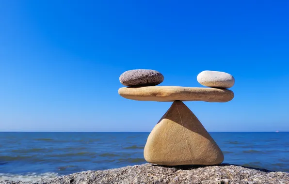 White, black, stones, balance