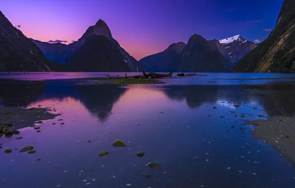 Landscape, mountains, lake, shore