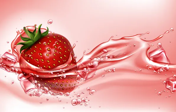 WATER, DROPS, STRAWBERRY, LIQUID, SQUIRT, PINK, BERRY