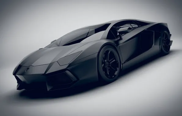 Auto, Black, Machine, Render, Black, Aventador, Lamborghini Aventador, Matt