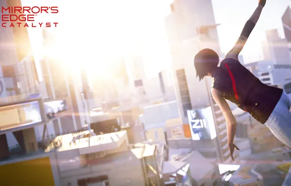 Picture girl, the sun, the city, the game, view, Mirror's Edge: Catalyst