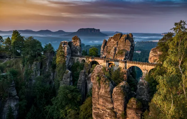 Germany, Saxon Switzerland, Bastei Bridge