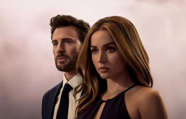 Background, actors, Chris Evans, Chris Evans, Ana de Armas, Ana de Armas, No response, Ghosted