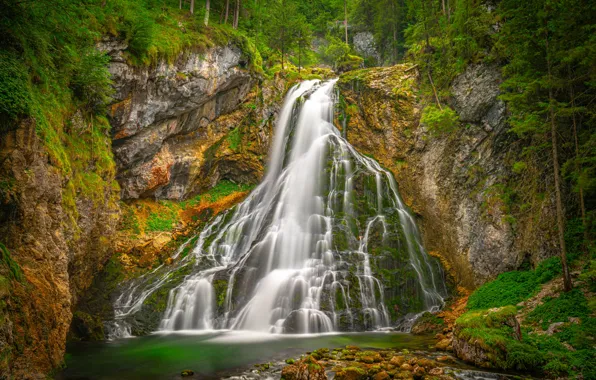 Forest, rock, river, waterfall, Austria, cascade, Austria, Salzburg
