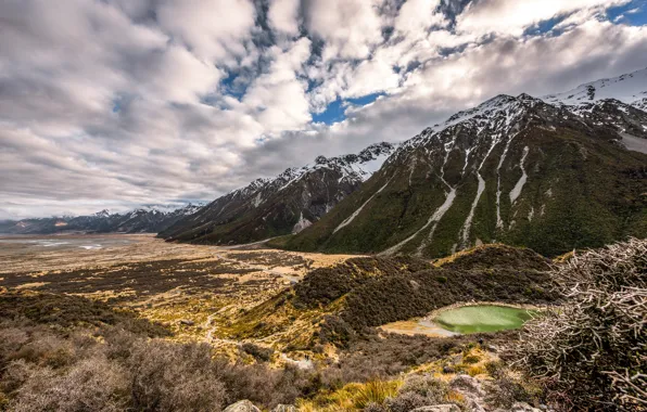 Picture the sky, clouds, mountains, New Zealand, New Zealand