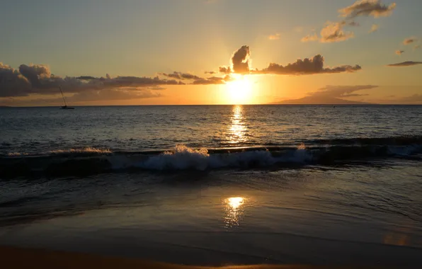Picture sea, the sky, sunset, nature, photo, dawn, horizon, Hawaii