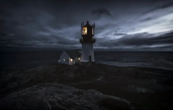 Picture night, lighthouse, Norway, Vest-Agder, Venture