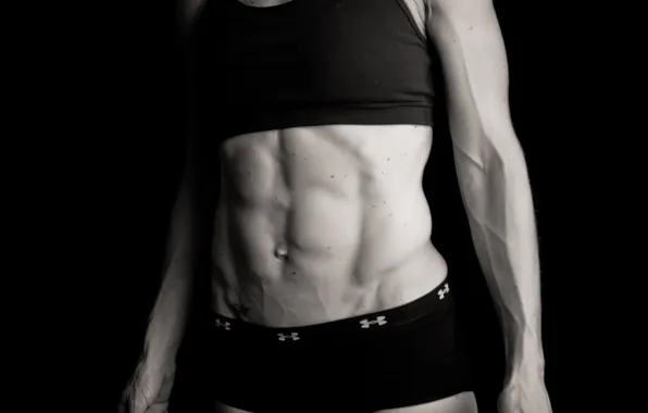 Woman, abs, bodybuilder