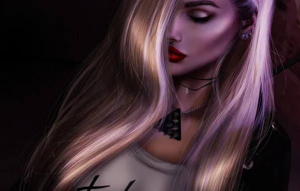 Girl, face, background, hair, lipstick, lips
